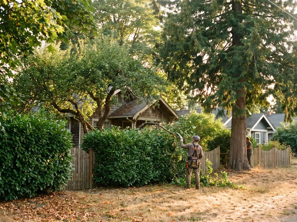 Hedges and trees around cottages in Birch Bay