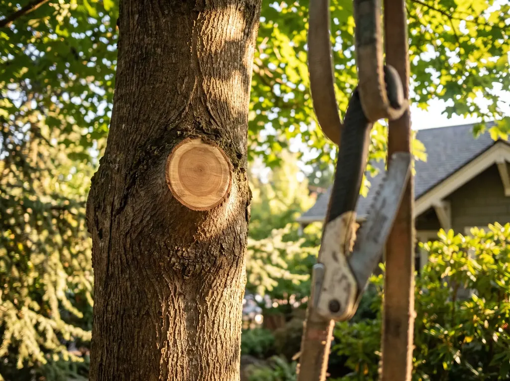 Clean pruning cut healing at the branch collar